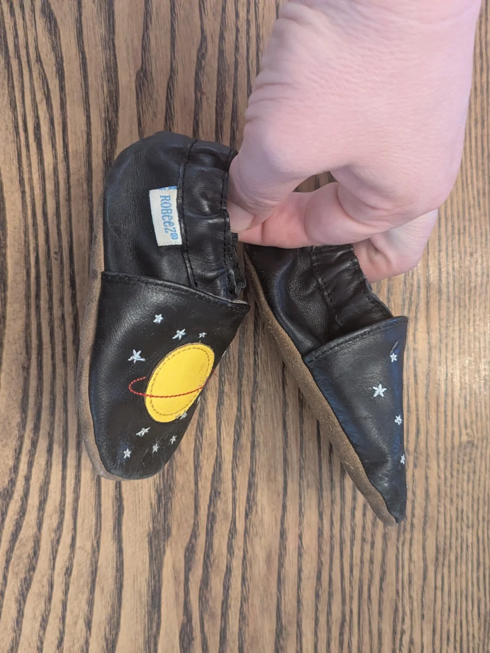 GUC Robeez Soft Soles Baby 6-12 months Space Dream Shoes Navy Rocket Ship Planet